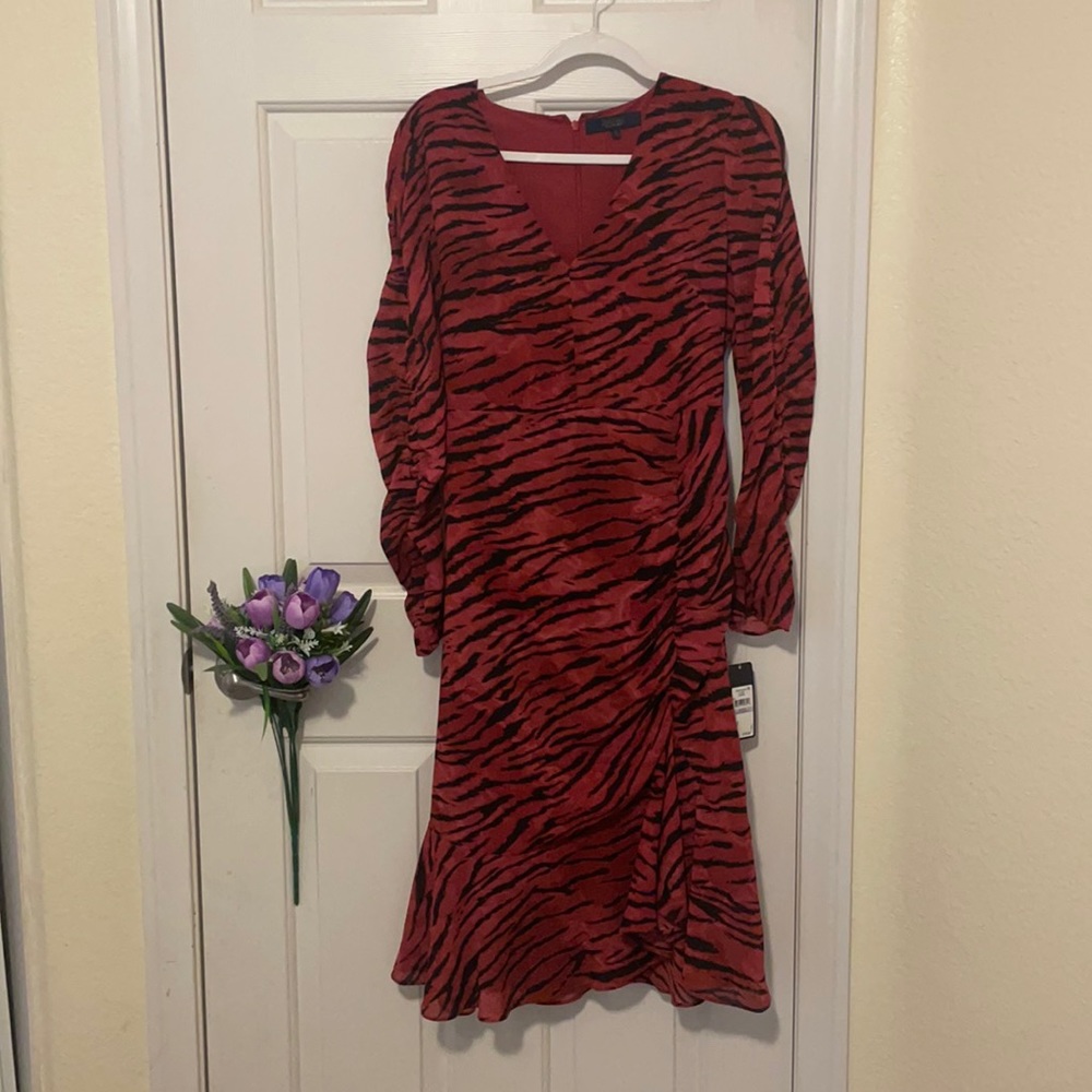 Red tiger print polyester dress(Rachel)